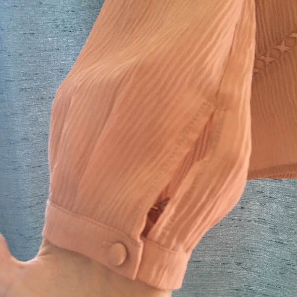 Revolve sheer chiffon blouse long sleeve blush - Picture 2 of 8